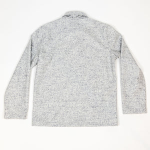 Dehen 1920 Chore Coat - Natural & Navy Heather Wool. laid on face