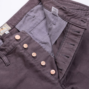 Wythe Deck Pant - Dusty Purple - Button Fly Detail