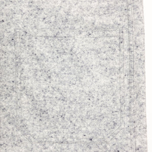 Dehen 1920 Chore Coat - Natural & Navy Heather Wool. close up of bottom pocket