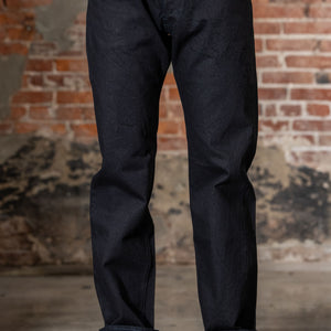 Samurai S0510XX-BOB Aoki Tachikage Regular Straight - 15oz Black-on-Blue Denim - Front View on Model