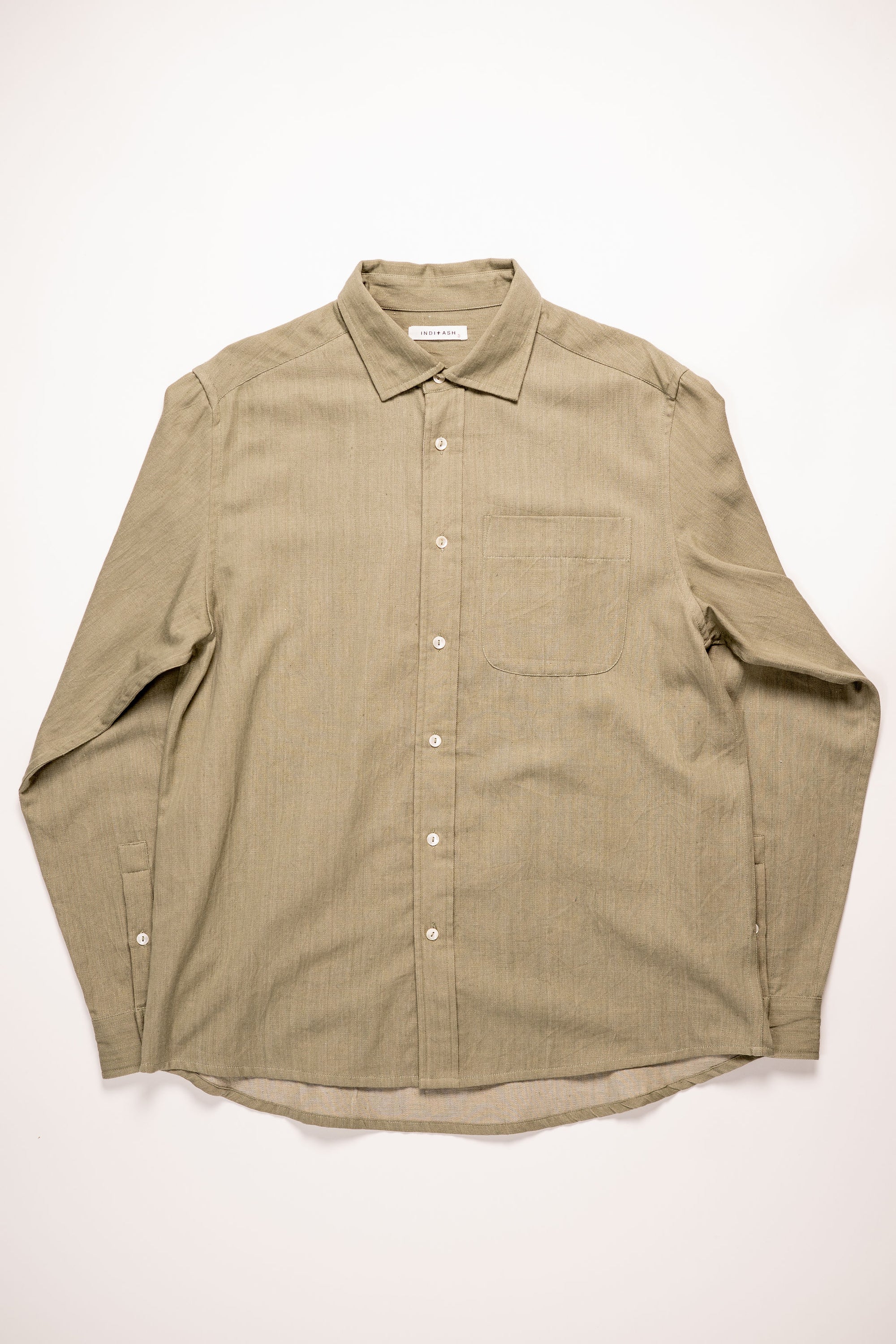 Indi + Ash Matty Shirt Lightweight Handwoven Denim - Myrobalan Green