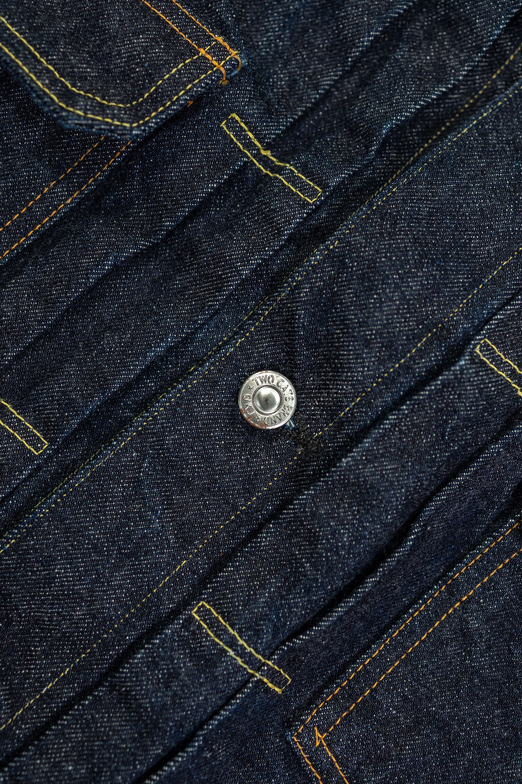 TCB Jeans 50's Type II Jacket - One-Wash. close up of button detail