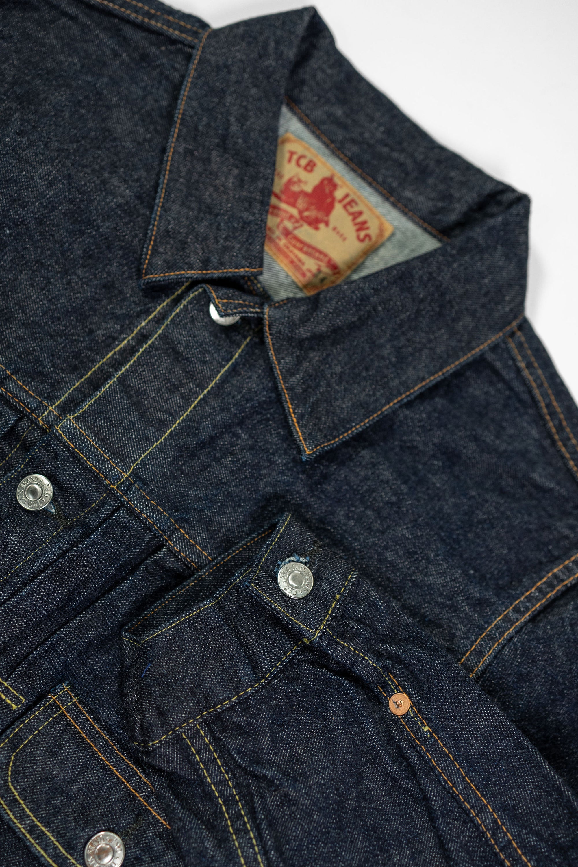 TCB Jeans 50's Type II Jacket - One-Wash. close up of sleeve detail