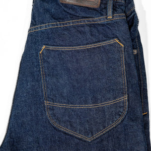 Freenote Cloth Modesto - 14oz 50's Denim Rinsed. laid on side with back pocket showing