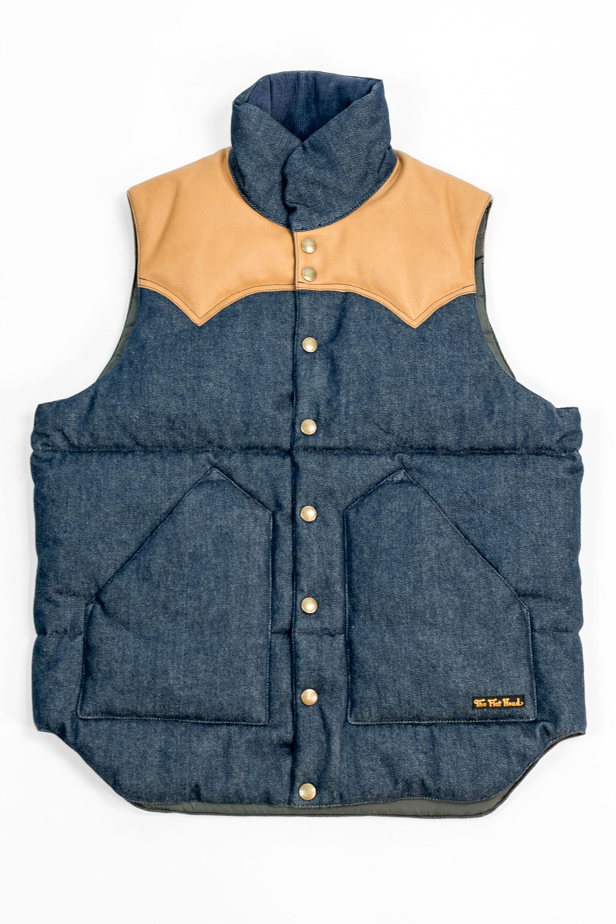 The Flat Head FN-OJ-DPV001 12.5oz Denim Puffer Vest