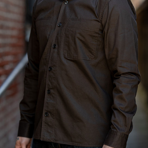 Hansen Garments Steffen Shirt Jacket - Coffee Drill - model shot - side facing