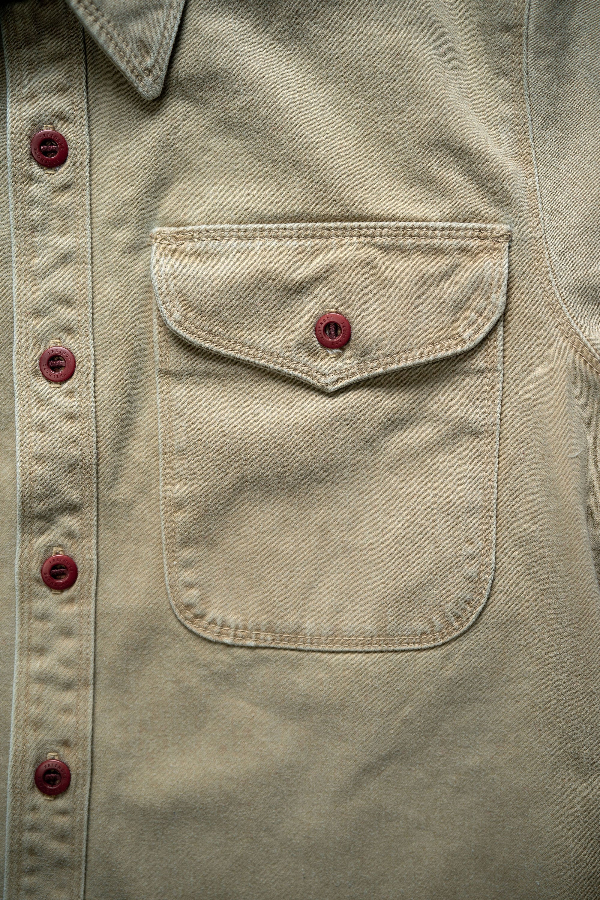 Freenote Cloth Utility - Khaki Red Buttons