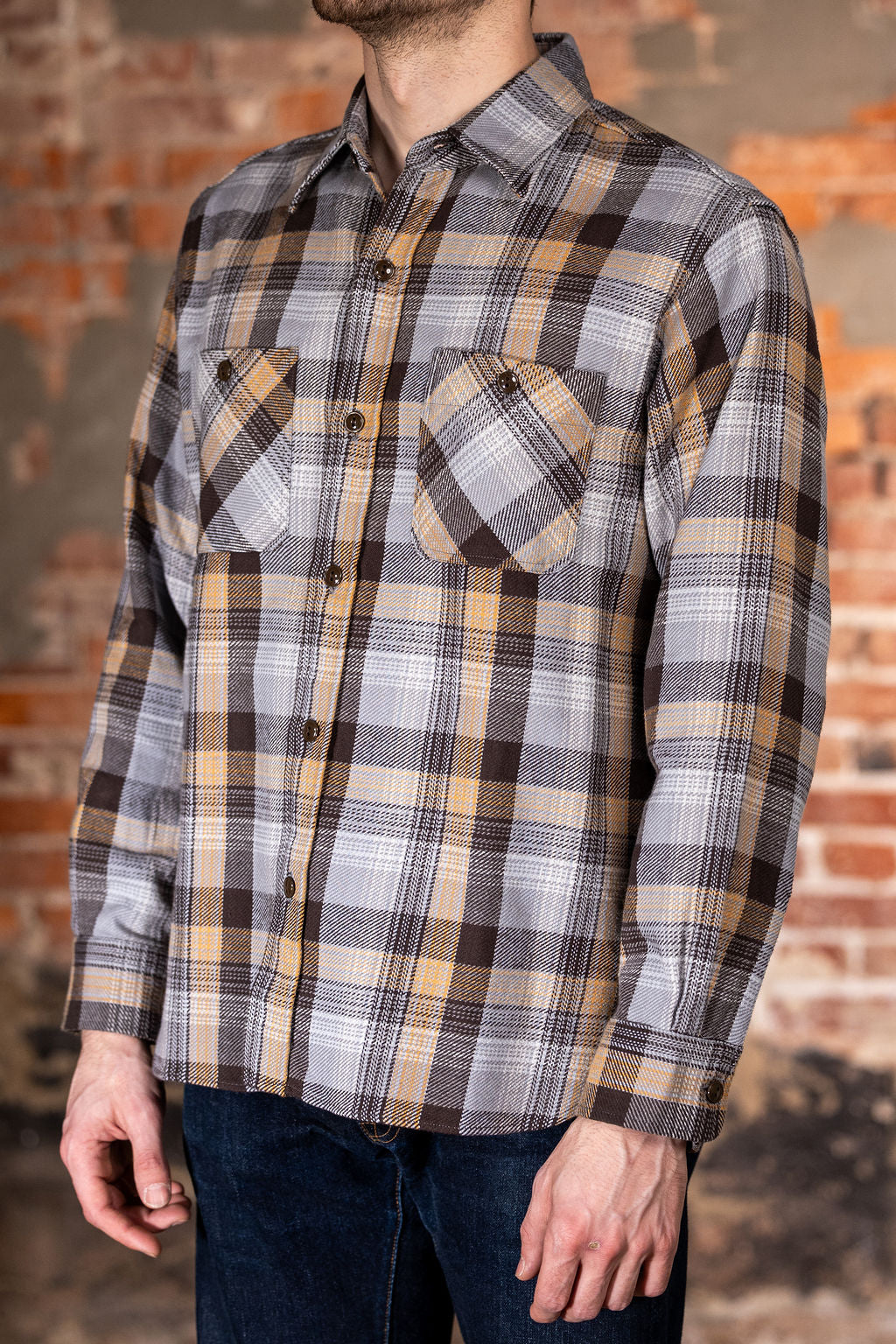 Sugar Cane Lot No. SC29562 Twill Check Work Shirt - Gray