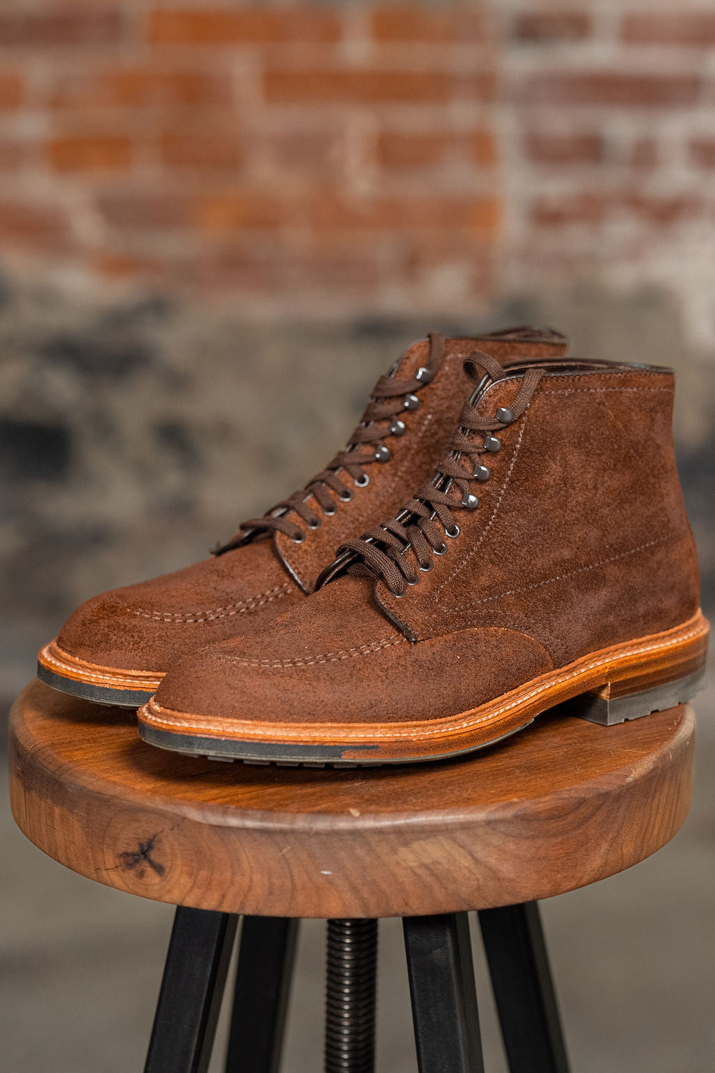 alden mocc toe boots - three quarter view