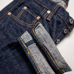 Samurai S211AX Ai Benkei - 18oz Natural Indigo Relaxed Tapered Denim - cuff detail