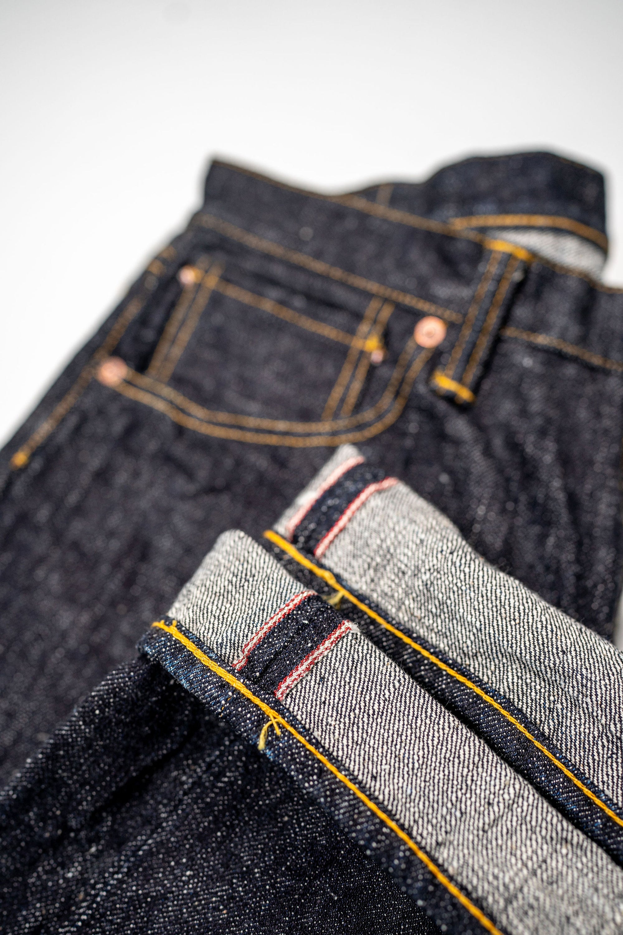 Samurai S3100VX 'Zero' WWII model wide straight jeans - selvedge cuff detail