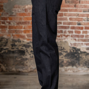 Samurai S0510XX-BOB Aoki Tachikage Regular Straight - 15oz Black-on-Blue Denim - Side View on Model
