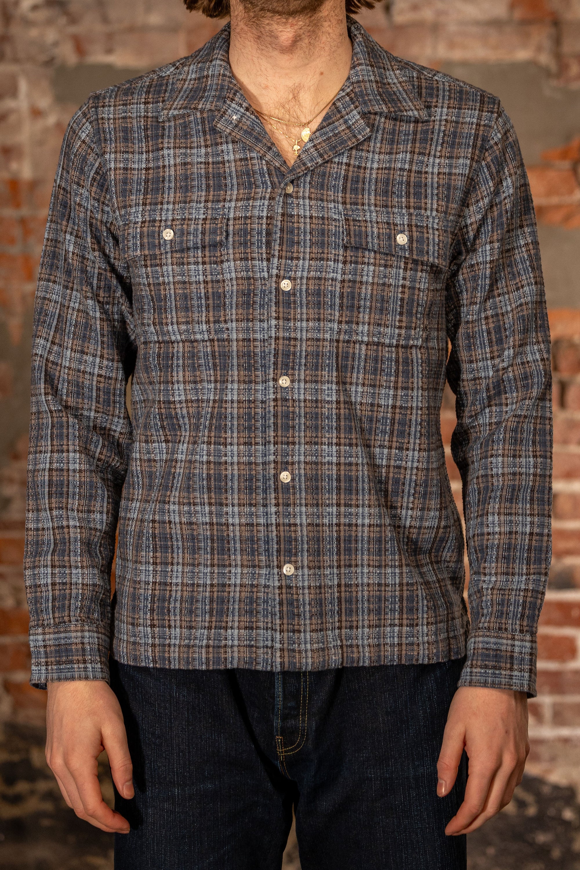 3sixteen Camp Shirt - Blue Dobby Plaid
