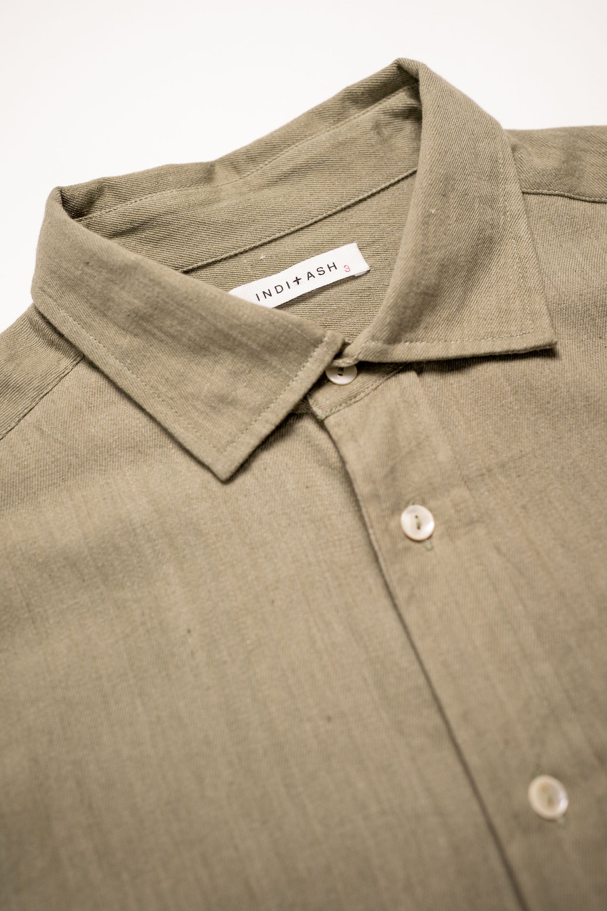 Indi + Ash Matty Shirt Lightweight Handwoven Denim - Myrobalan Green