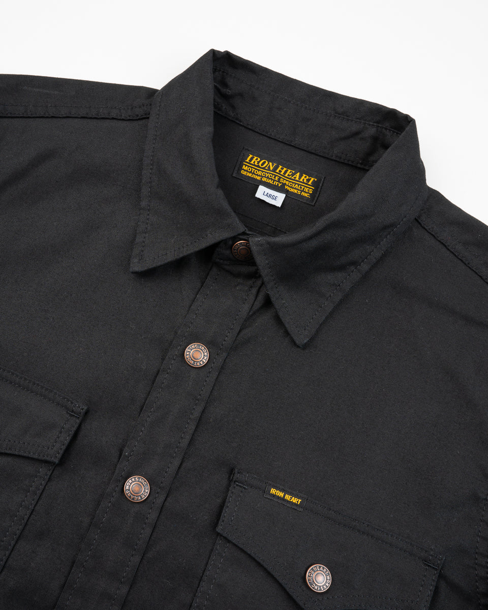 Iron Heart IHSH-425-BLK 8oz Military Whipcord CPO Shirt - Black