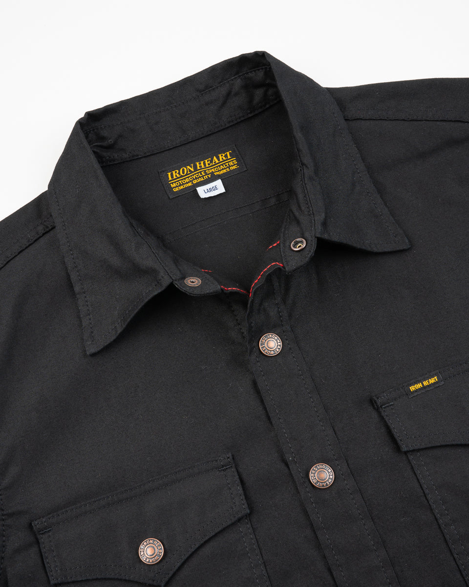 Iron Heart IHSH-425-BLK 8oz Military Whipcord CPO Shirt - Black