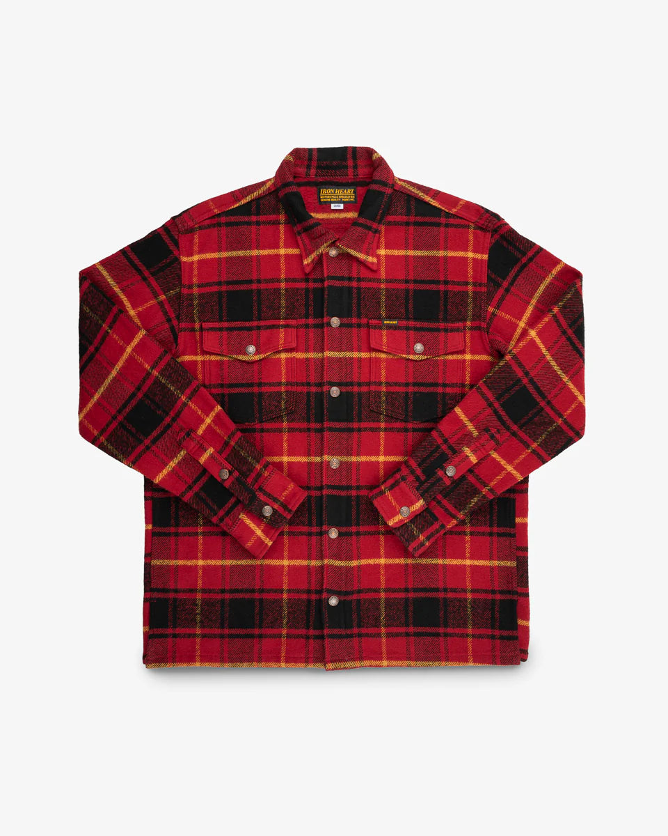 Iron Heart IHSH-433-RED Heavy Flannel Rider’s Overshirt - Red
