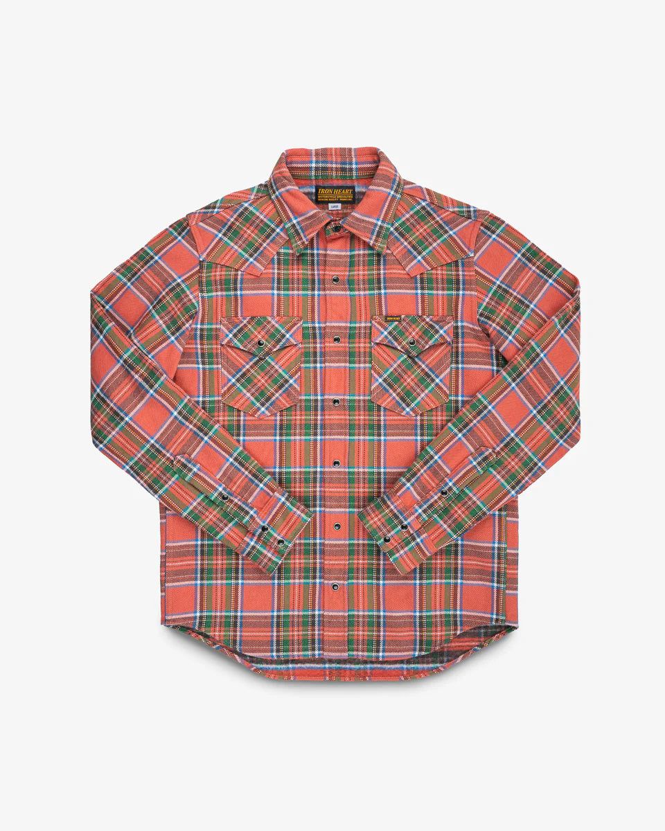 Iron Heart IHSH-436-RED Ultra Heavy Flannel American Check Western Shirt - Red "The Watermelon Man"