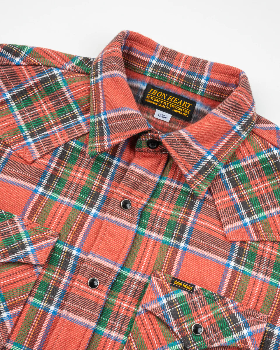 Iron Heart IHSH-436-RED Ultra Heavy Flannel American Check Western Shirt - Red "The Watermelon Man"