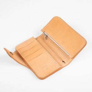 Obbi Good Label Brave Horsehide Condor Mid Wallet - Natural - Left angle view inside of wallet on white background