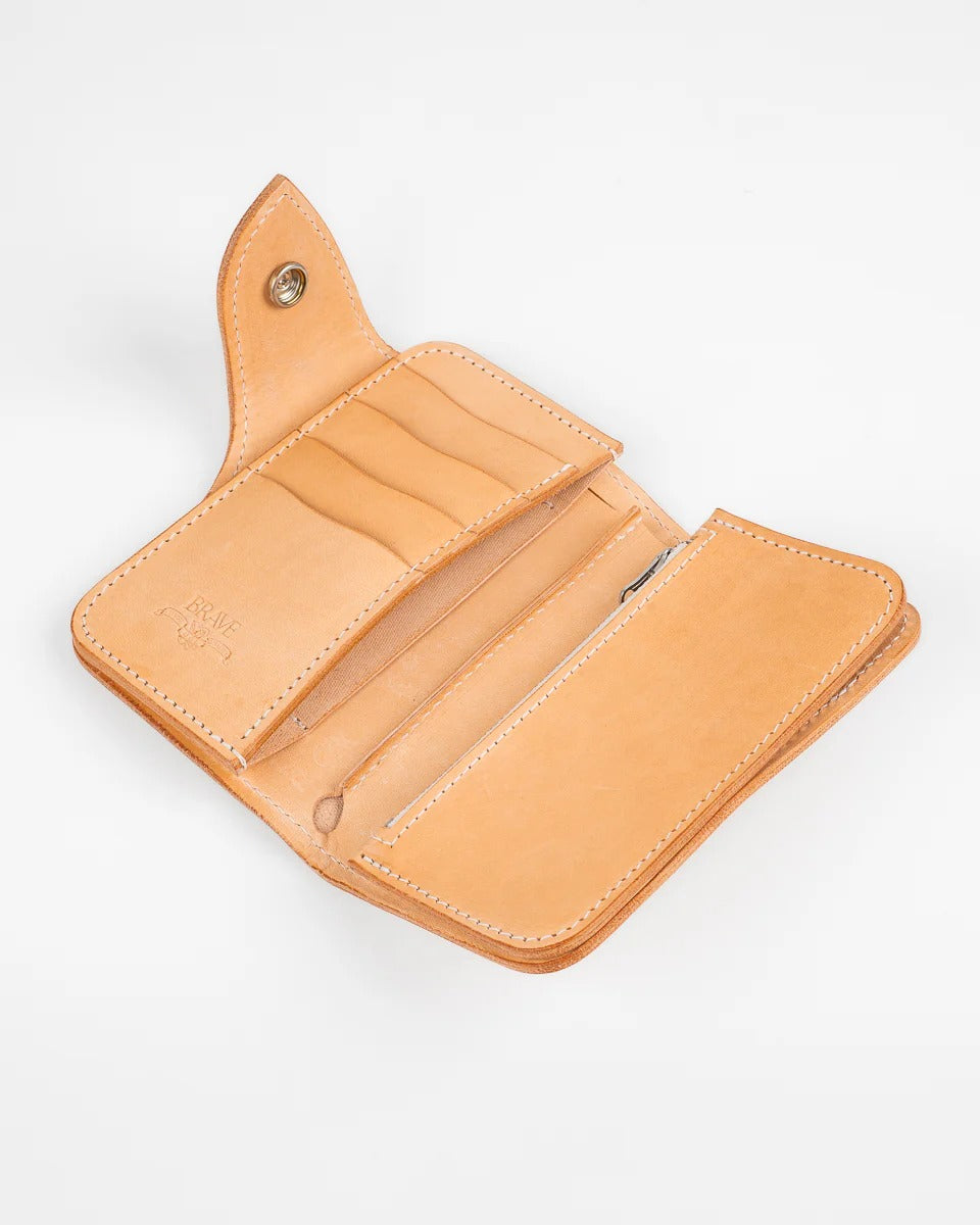 Obbi Good Label Brave Horsehide Condor Mid Wallet - Natural - Right angle view inside of wallet on white background