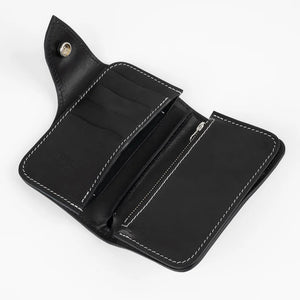 Obbi Good Label Brave Horsehide Condor Mid Wallet - Black - inside of wallet from right angle on white background