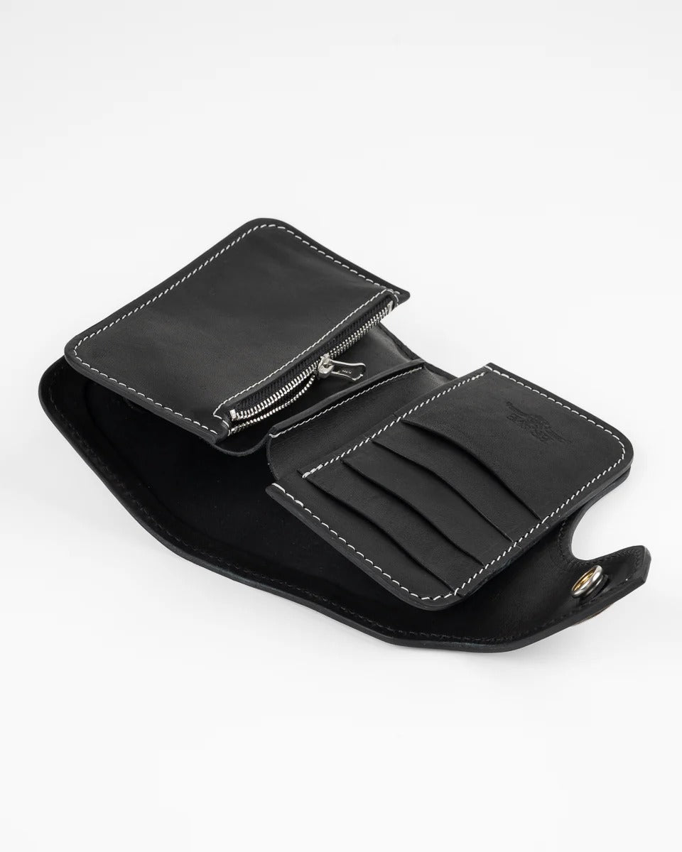 Obbi Good Label Brave Horsehide Condor Mid Wallet - Black - Inside of bill pocket on white background