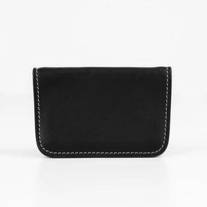 Obbi Good Label Brave Horsehide Mid Wallet - Black - outside back in horizontal position on white background