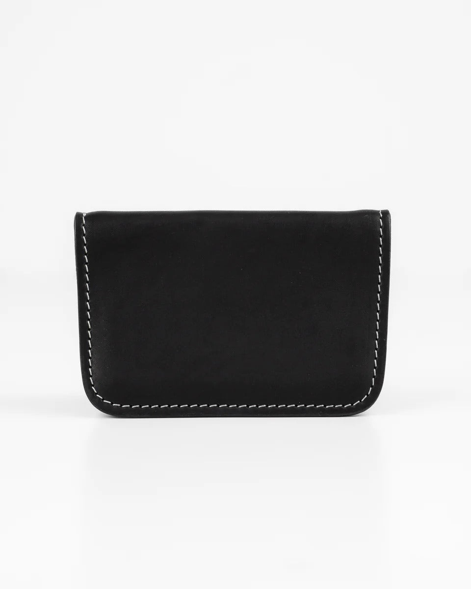 Obbi Good Label Brave Horsehide Mid Wallet - Black - outside back in horizontal position on white background