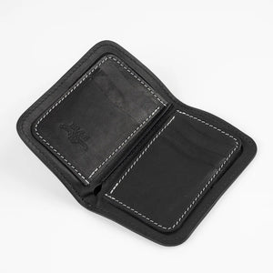 Obbi Good Label Brave Horsehide Mid Wallet - Black - Inside wallet flat on white bachground