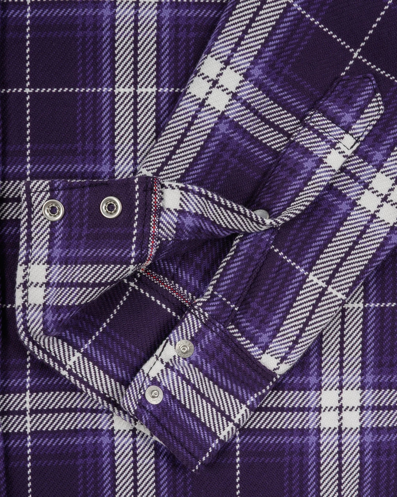 Iron Heart IHSH-439-PUR 9oz Selvedge Flannel Check Western Shirt - Purple