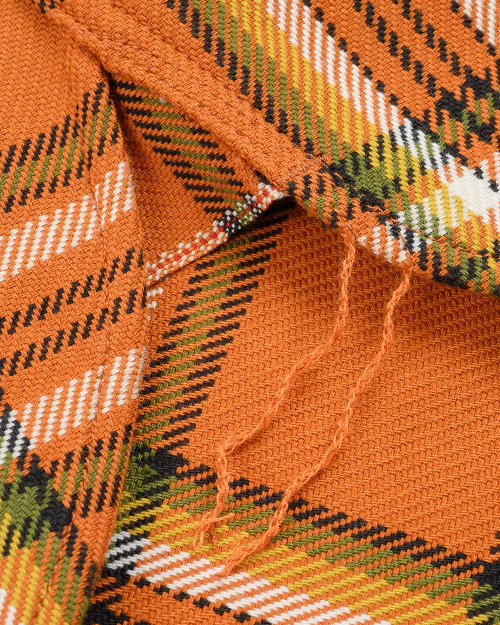 Iron Heart IHSH-442-ORA 9oz Selvedge Flannel Check Work Shirt - Orange