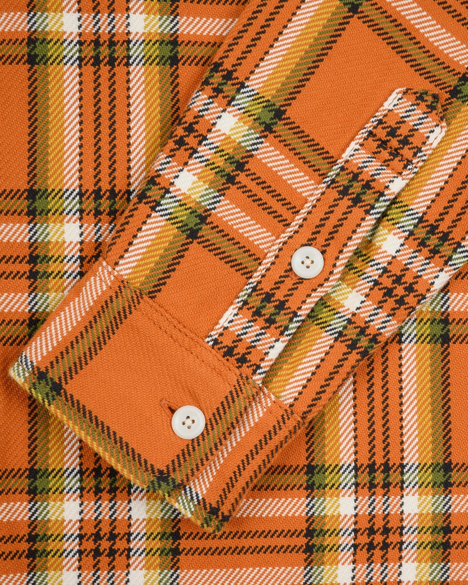 Iron Heart IHSH-442-ORA 9oz Selvedge Flannel Check Work Shirt - Orange