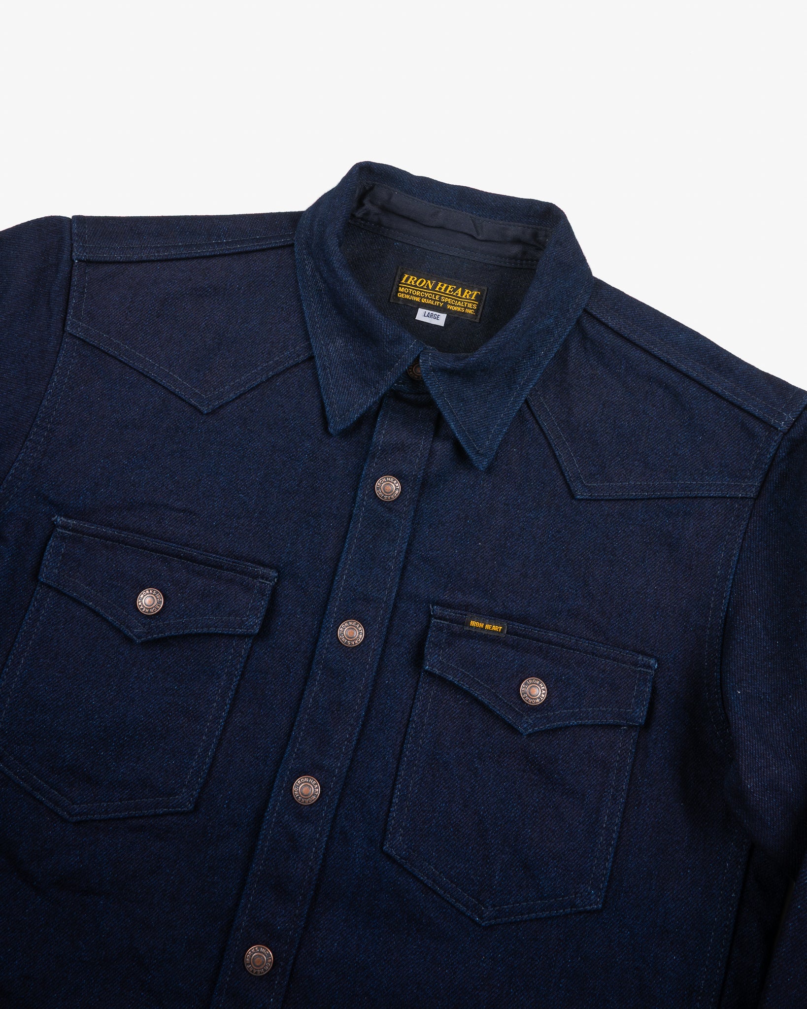 Iron Heart IHSH-409-IB 19oz Selvedge Denim CPO Shirt - Indigo/Black