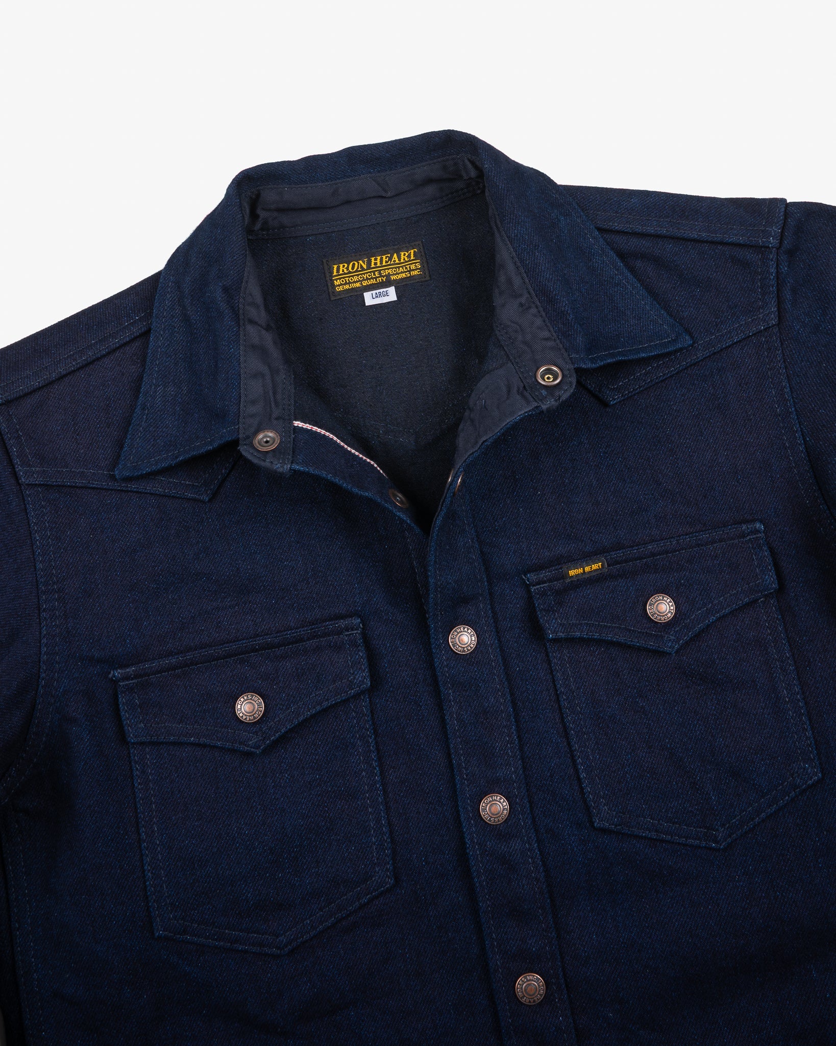 Iron Heart IHSH-409-IB 19oz Selvedge Denim CPO Shirt - Indigo/Black