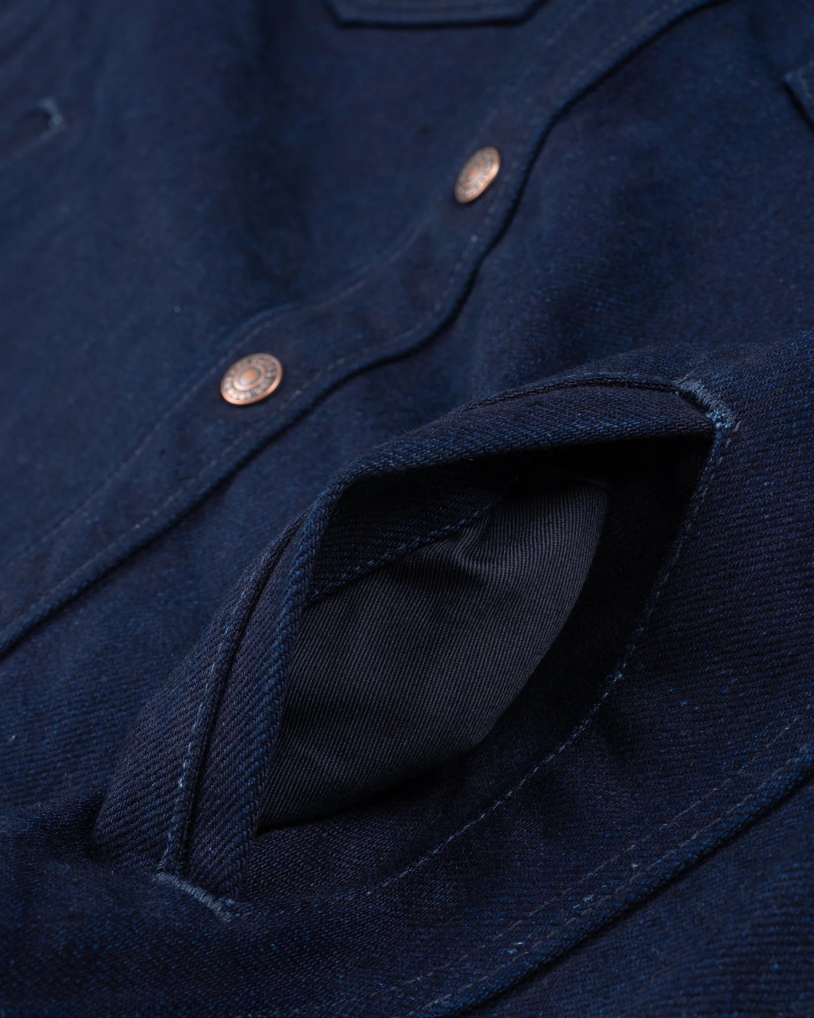 Iron Heart IHSH-409-IB 19oz Selvedge Denim CPO Shirt - Indigo/Black