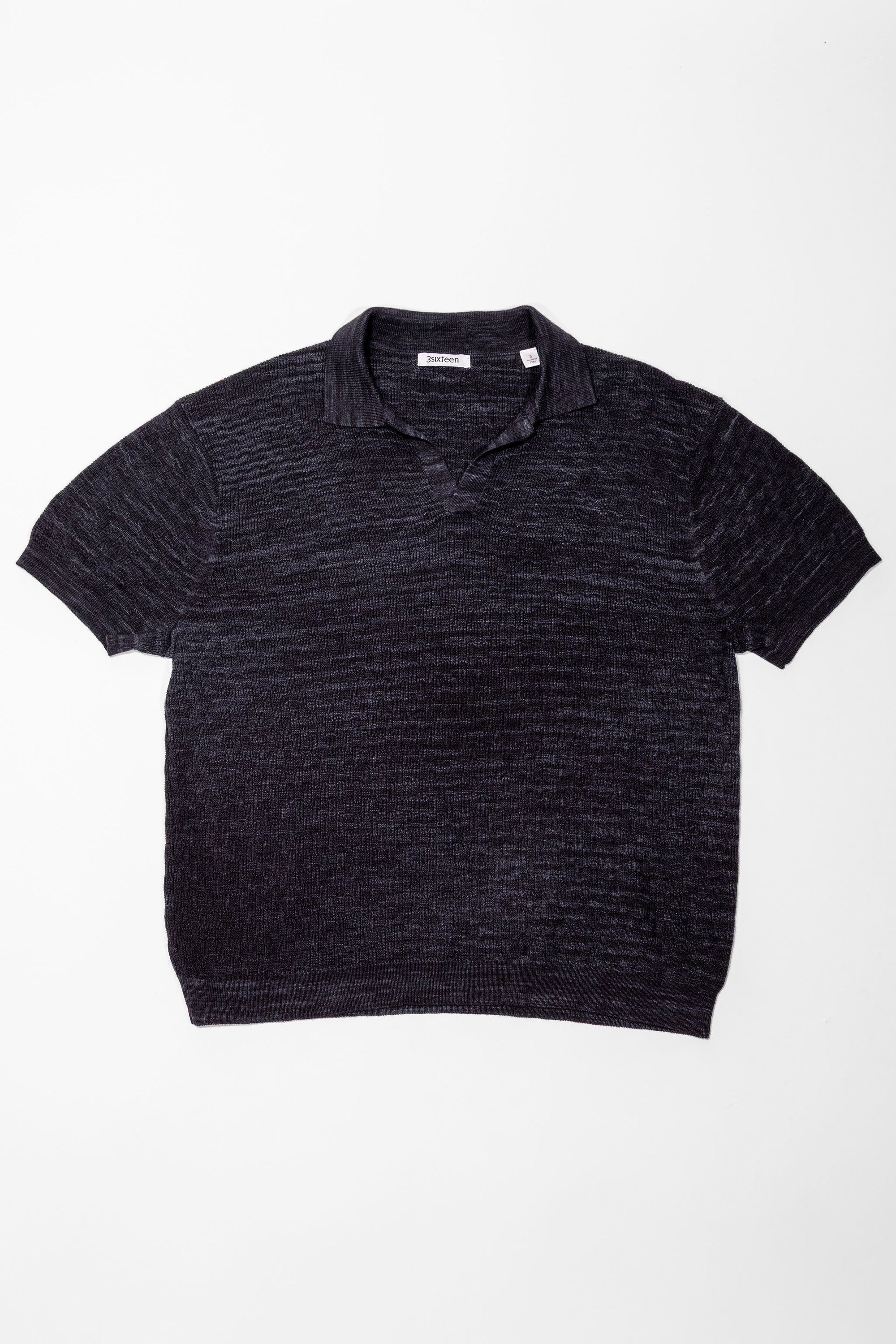 3sixteen Knit Polo - Vintage Black Boxweave