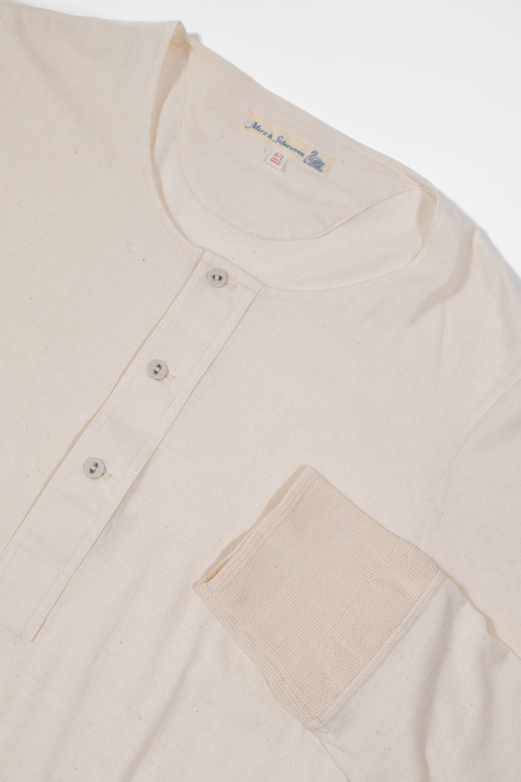 Merz b. Schwanen 102 Loopwheel Henley Long Sleeves - Natural