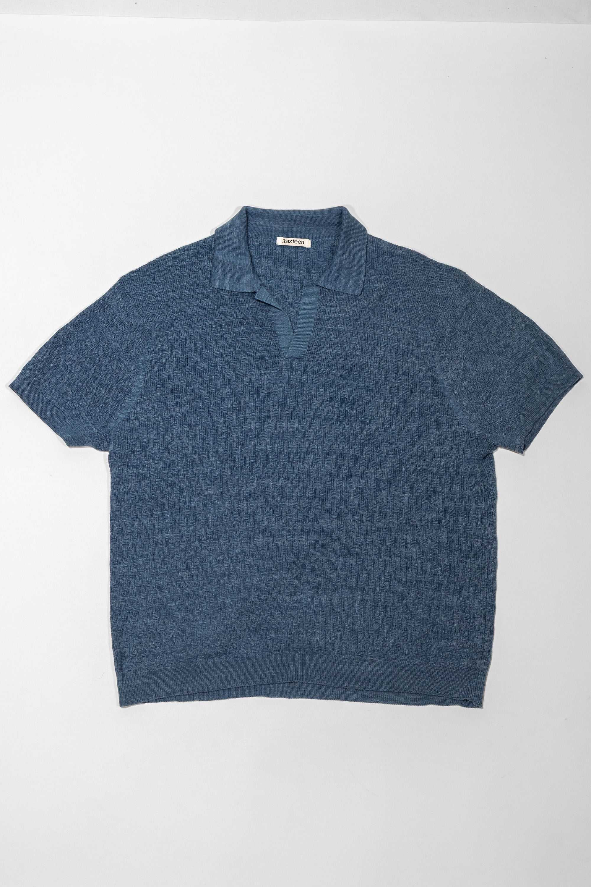 3sixteen Knit Polo - Vintage Blue Boxweave