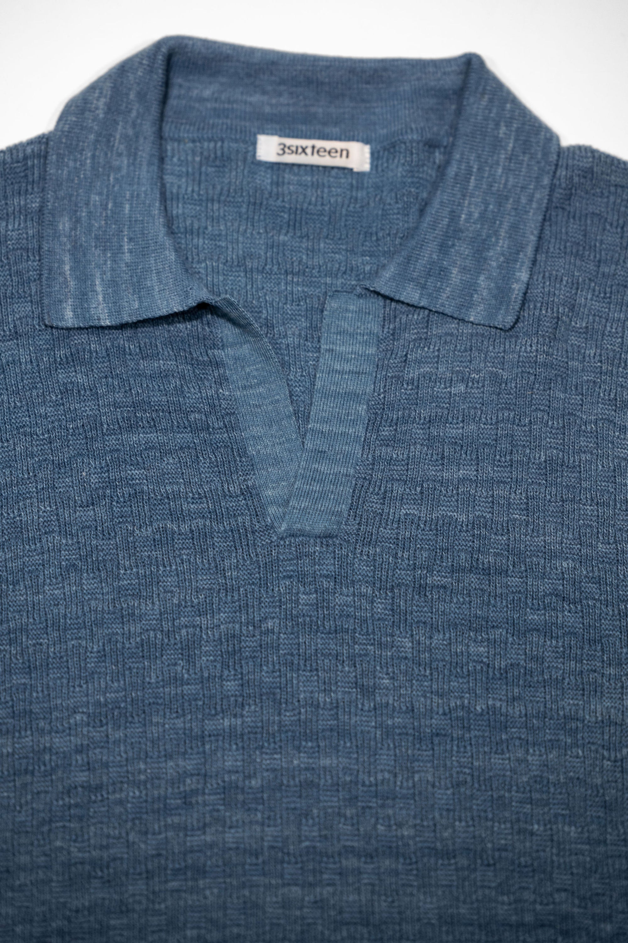 3sixteen Knit Polo - Vintage Blue Boxweave