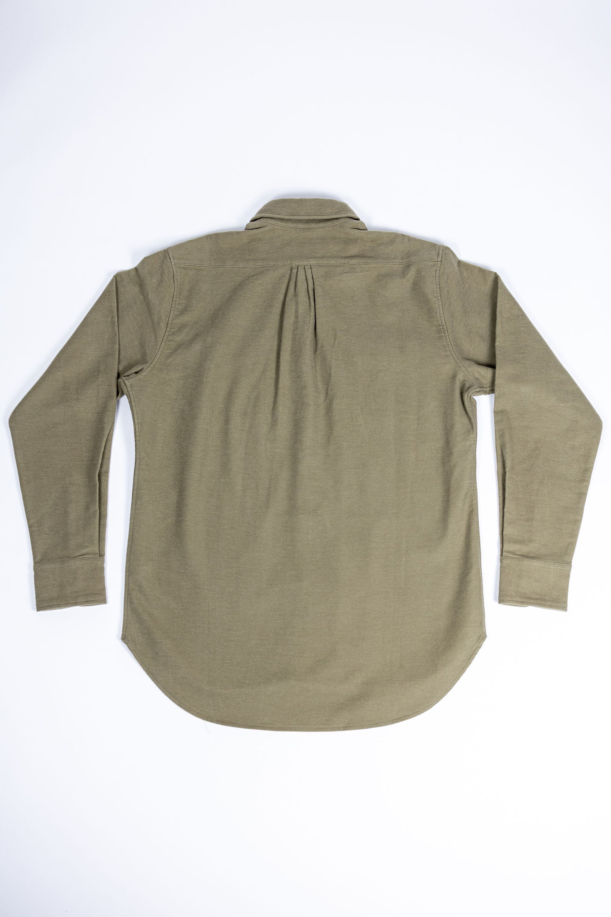 Wythe Moleskin Pearlsnap Shirt - Olive - Back View Flat Lay