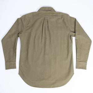 Wythe Moleskin Pearlsnap Shirt - Olive - Back View Flat Lay