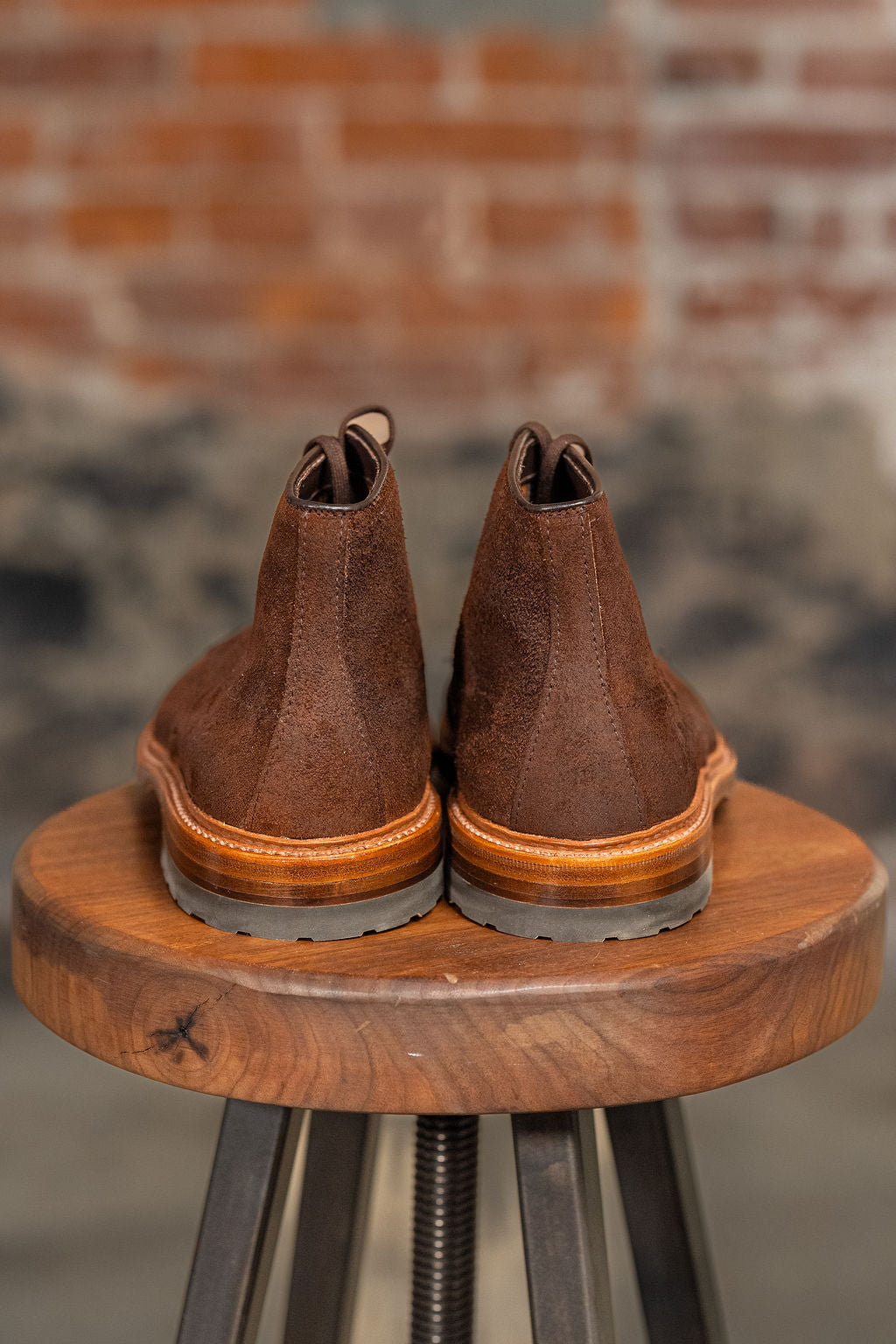 alden mocc toe boots - back view