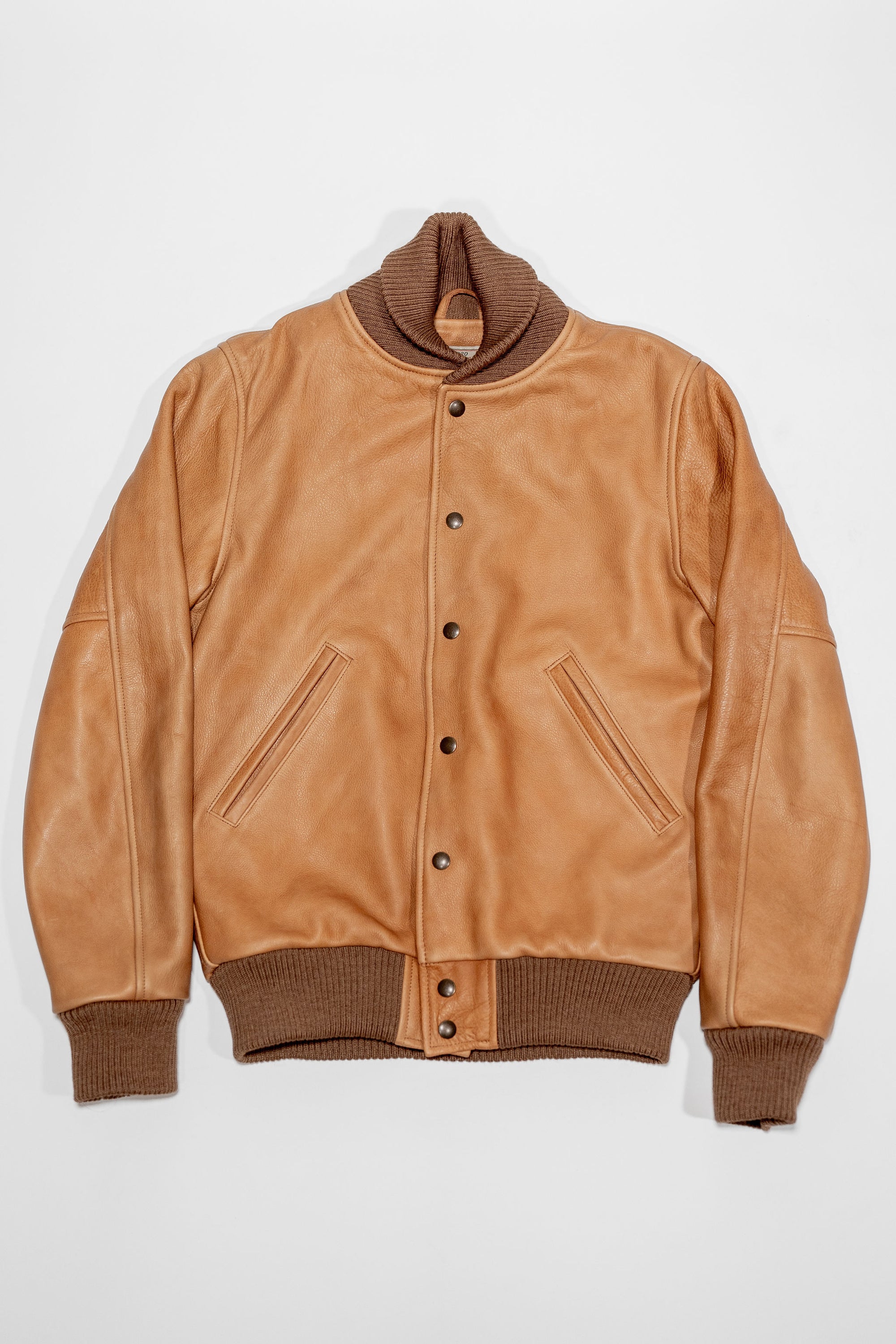 Dehen 1920 All-City Leather Jacket - Rust. laid on back