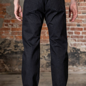 Samurai S0510XX-BOB Aoki Tachikage Regular Straight - 15oz Black-on-Blue Denim - Back View on Model