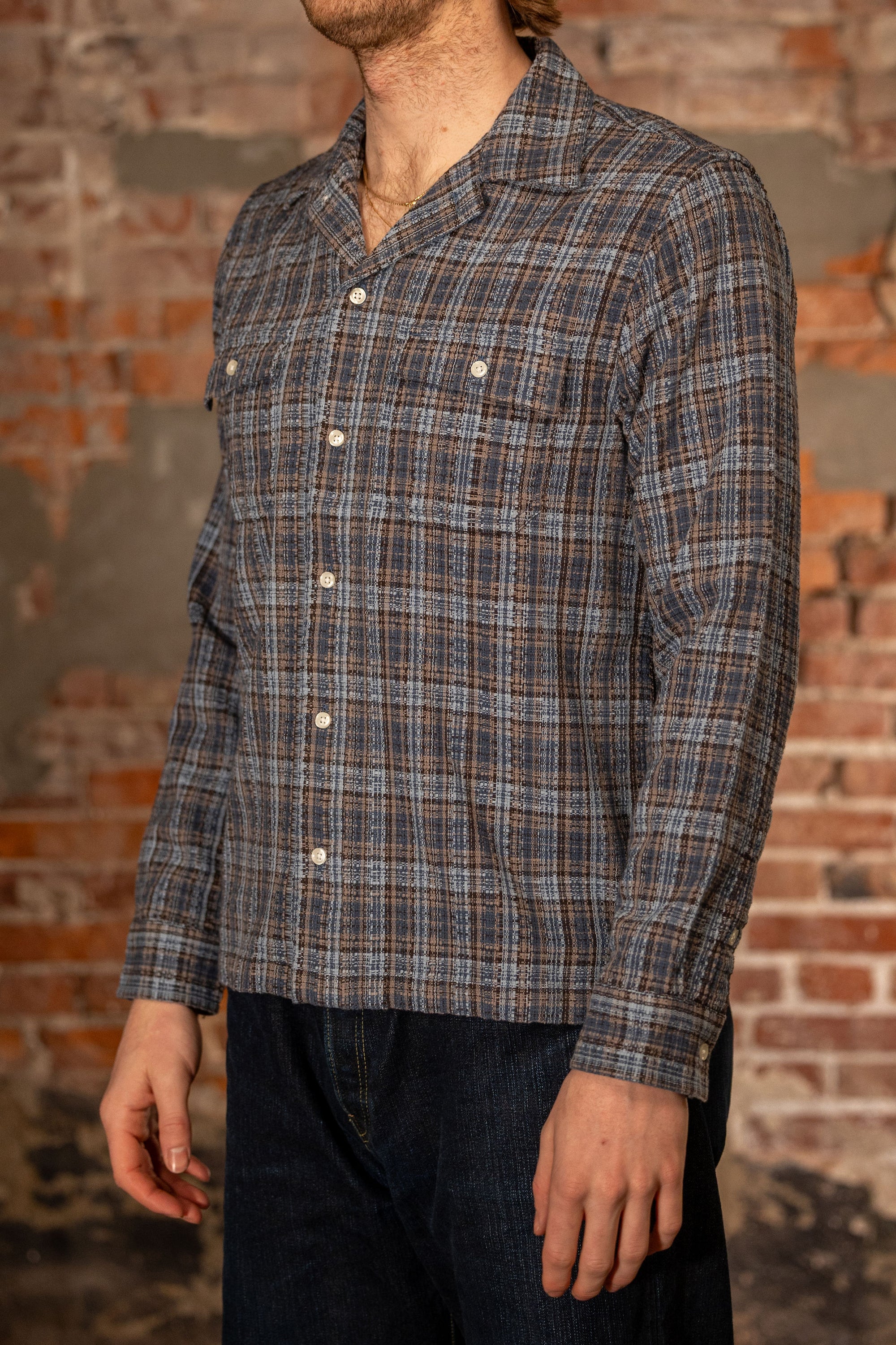 3sixteen Camp Shirt - Blue Dobby Plaid