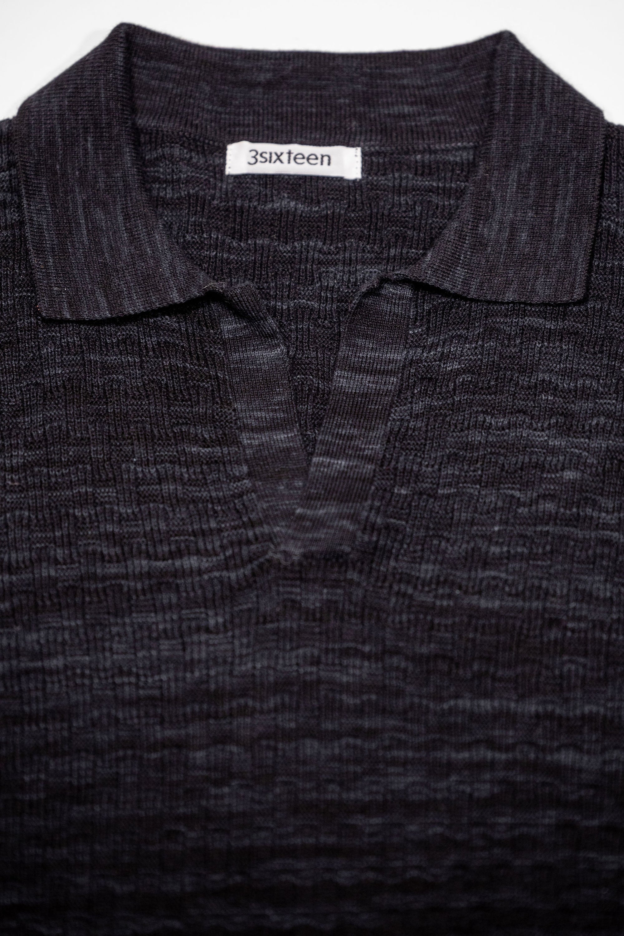 3sixteen Knit Polo - Vintage Black Boxweave