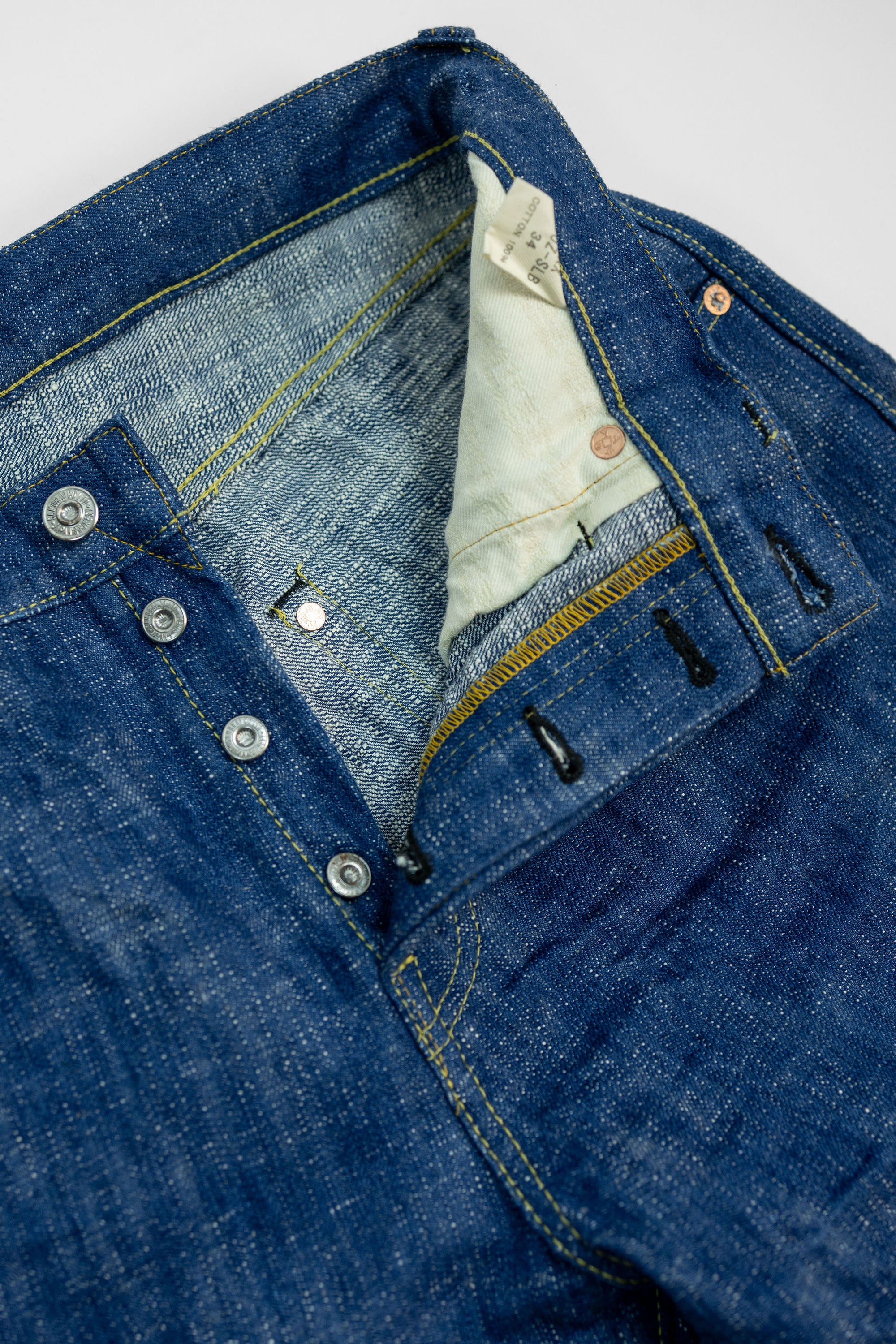Samurai S211XX17oz-SLB Relax Tapered Jeans - "Murakumo" 17oz Slub - Button Fly Detail