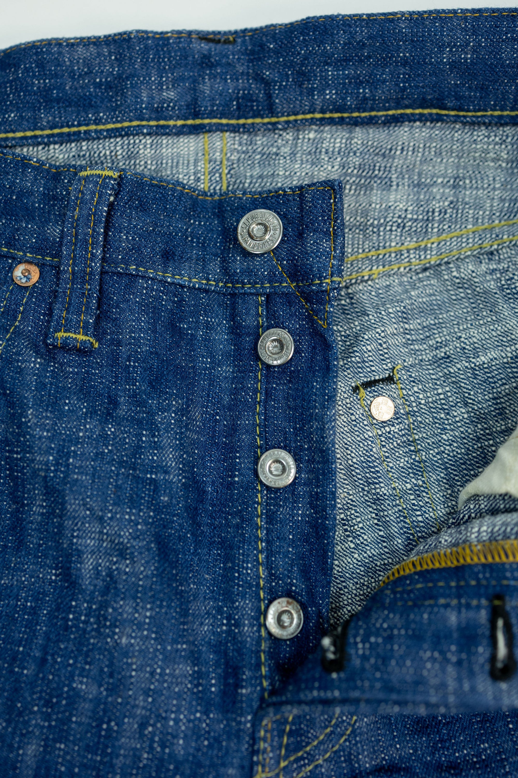 Samurai S211XX17oz-SLB Relax Tapered Jeans - "Murakumo" 17oz Slub - Button Fly Detail