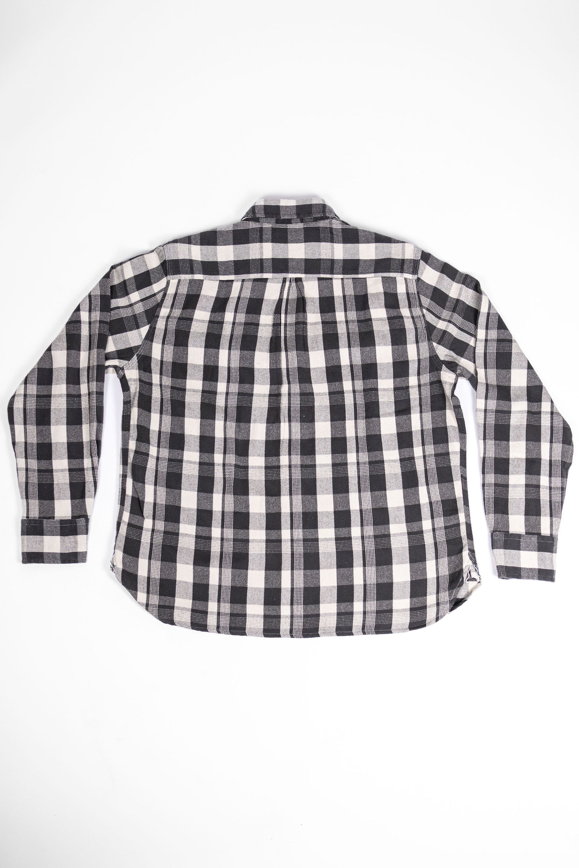 Wythe Washed Flannel Workshirt - Night Pitch - Back View flat lay